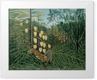Rámovaný obraz Henri Rousseau - Boj mezi tygr a Buffalo