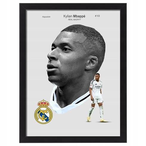 Obraz Kylian Mbappe Real Madrid plagát v rámčeku na stenu darček 40x30 cm