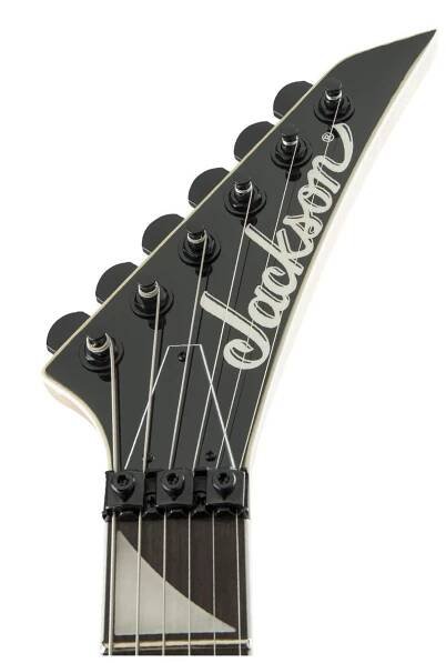 Jackson JS32 King V, Black w/ White Bevels - Headstock