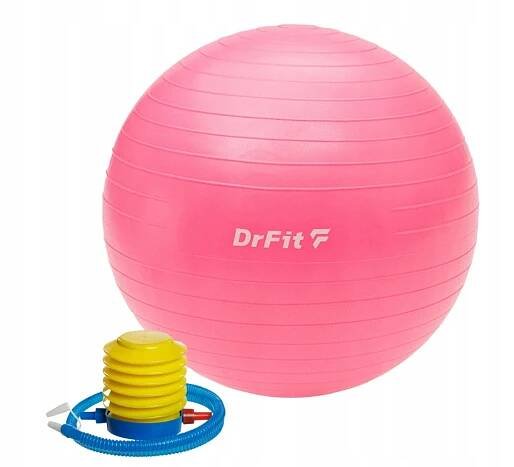 Gymnastický Míč Fitness Pilates Jóga Rehabilitace ø45 s PUMPIČKOU DrFit Model PIŁKA GIMNASTYCZNA KLASYCZNA FITNESS 45CM RÓŻOWA