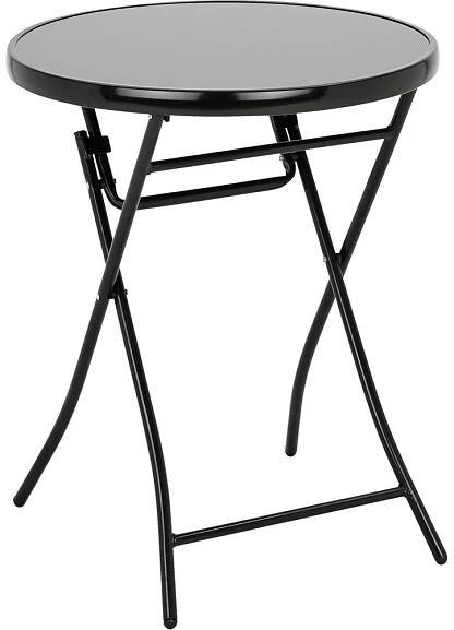 Menší kulatý skládací venkovní stolek na balkon / terasu, tmavě šedý, 60 / 70 cm | X-nabytek