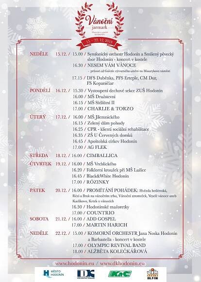 Vánoční jarmark doprovází každý den odpolední program: Město Hodonín