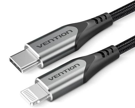 Vention Lightning MFi to USB-C Braided Cable (C94) 1M Gray Aluminum Alloy Type