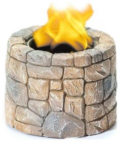 Amazon WEYLAND Tabletop Fire Pit Bowl - Table Top Firepit Balcony Decor and Smores Maker - Small Indoor, Outdoor and Personal Portable Fireplace for Patio Using Rubbing Alcohol Fuel - Stone Design