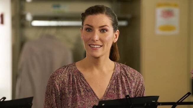 A still image of Sarah Levy as Twyla Sands in an episode of Schitt’s Creek.