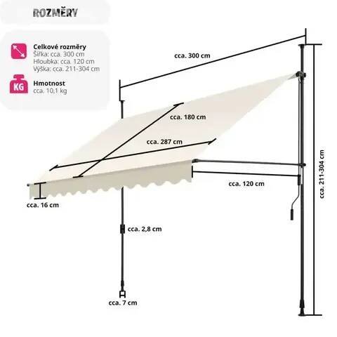 Balkónová upínací markýza béžová 3x1,8m