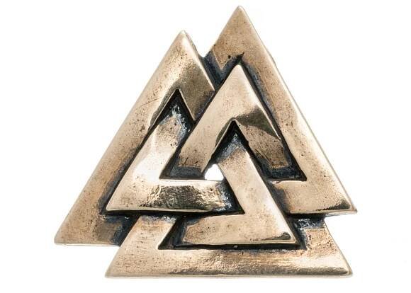 VALKNUT, VIKINSKÝ PŘÍVĚŠEK, BRONZ - PŘÍVĚSKY - ŠPERKY