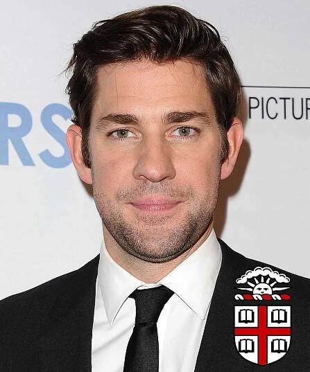 John Krasinski with the Brown University emblem