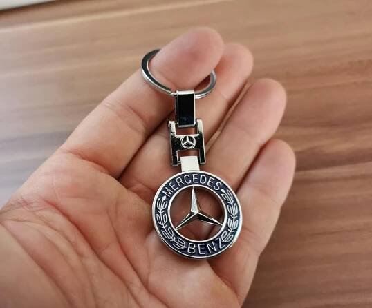 Kovová klíčenka Mercedes modra oboustranna