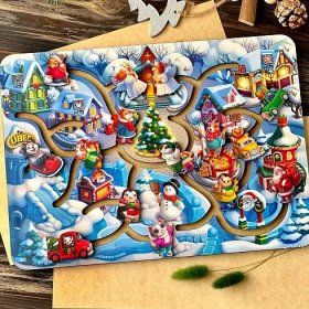 Dřevěná vzdělávaci hra Novoroční bludiště - Hračky