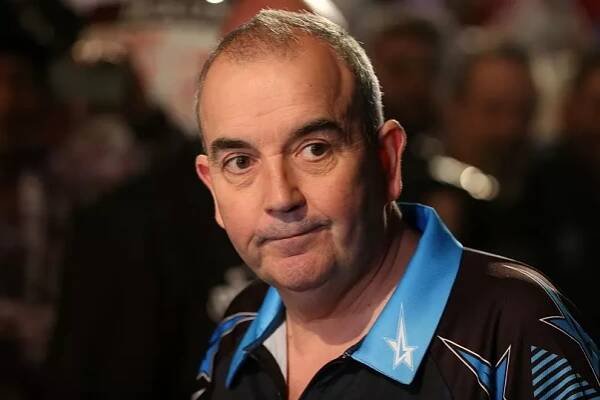 Phil Taylor of England during the Auckland Darts Masters at The Trusts Arena on August 28, 2015 in Auckland, New Zealand.