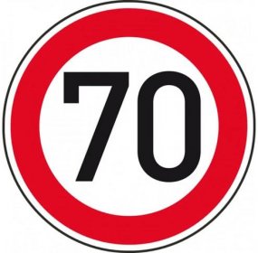 Dopravní značka – Nejvyšší dovolená rychlost 70 - Corping.cz