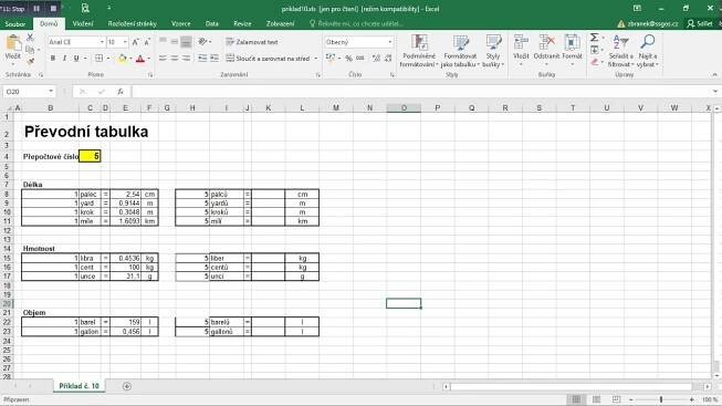Převodní tabulka excel - YouTube
