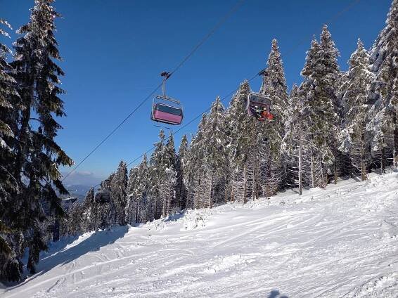 Fotografie - lanovka Velký Klínovec (1164 m n.m.), Ski areál Červenohorské sedlo - 08.02.2023