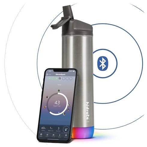 HidrateSpark bluetooth chytrá láhev s brčkem nerezová