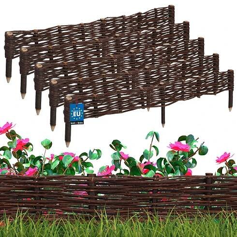 KOTARBAU® Sada 5 proutěných obrub na záhony 100 x 10 cm Proutěné zahradní obruby pro