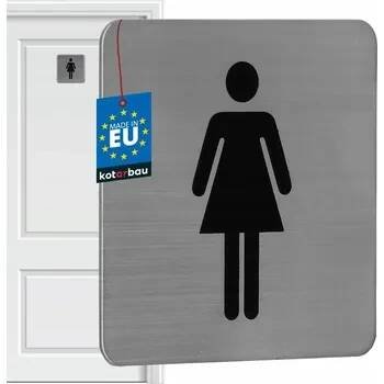 Obrázek produktu pro KOTARBAU® WC nápis 7 x 7 cm Nerezový čtvercový nápis Stříbrný dámský piktogram Dveřní nápisy pro hosty WC Dekorativní WC nápis WC nápis WC nápis na dveřích WC nápis Samolepicí nápis na dveřích WC nálepka na dveře