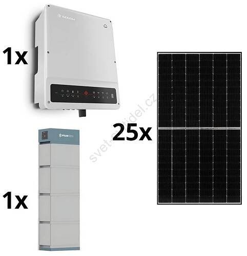 Solární sestava GOODWE - 10kWp JINKO + 10kW GOODWE hybridní měnič 3f + 14,2 kWh baterie PYLONTECH H2