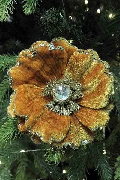 Měděná sametová magnolie na kolíčku 14cm