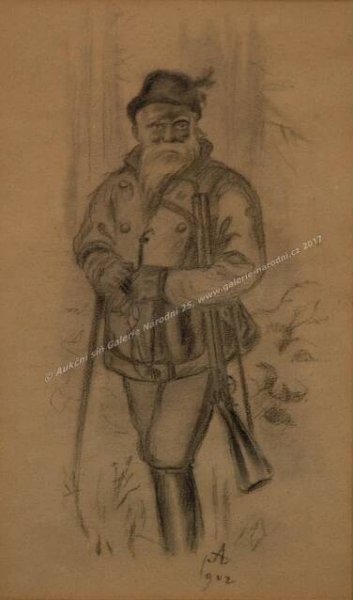 Aukce obrazů | Myslivec | Monogram (Mikoláš Aleš) | Galerie Národní 25 s.r.o.