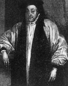 A black and white portrait of Archbishop William Laud