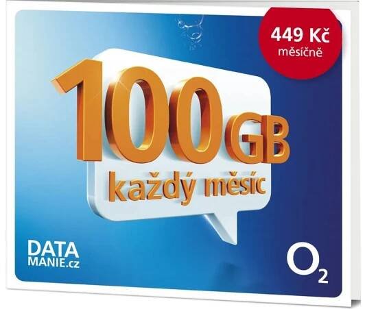 O2 Datamanie 100GB předplacená SIM bez úvazku