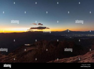 Dawning of Mt.Fuji in Japan Stock Photo