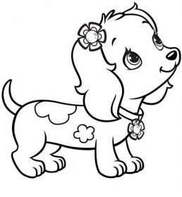 Malý roztomilý pes s květinou v uchu