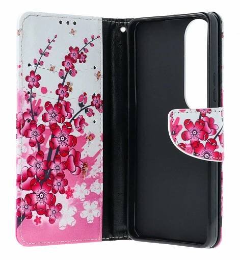 TopQ Pouzdro Vivo V50 Lite knížkové Kytičky textil 140225