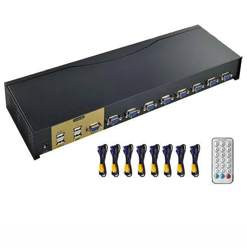8 Port KVM Switch HD VGA USB Sharer  Projector Video Display Mouse Keyboard Remote Control Switcher   8 In 1 Out 1920 * 1440