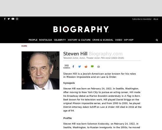 Steven Hill est dans l'annuaire des célébrités Steven.fr