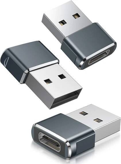 Basesailor USB C Buchse zu USB Stecker Adapter 3 Pack,Typ A Netzteil Ladegerät Adapter für iPhone 14 15 16 Pro Max,iPad 10 11 Mini 6 Air,Apple Watch 7 8 9,Samsung Galaxy S24 S23 A54 Plus Ultra,Carplay