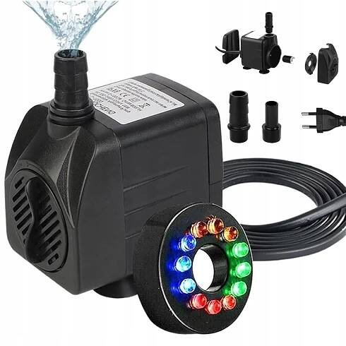 TICHÝ PROVZDUŠŇOVAČ, AKVARIJNÍ VZDUCHOVÁ PUMPA 600 L/H, 12 LED, REGULOVATELNÁ VODOU Stav balení originální
