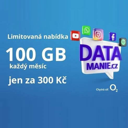 SIM O2 Datamánie - 100 GB za 300Kč měsíčně NOVÁ - Mobily a chytrá elektronika