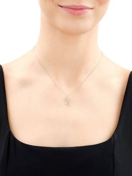 Přívěsek z bílého zlata s diamantem - anděl, srdce - 0,003 ct - ryzost 585