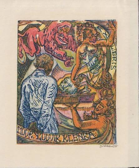 Váchal Josef, Originální grafika, vícebarevný dřevoryt, signováno  - Výtvarné umění