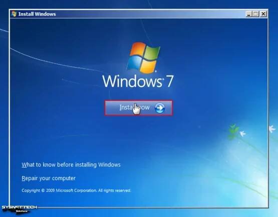 Starting Windows 7 Setup