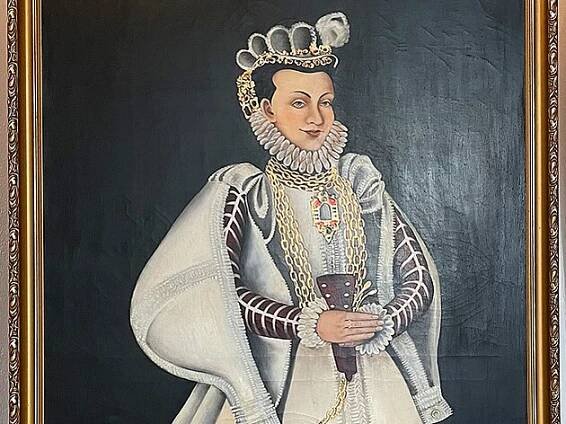 Známý obraz bílé paní, který se dochoval na zámku. Podle pověsti z něj...