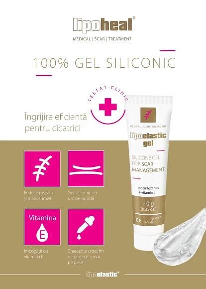 Gel cu silicon si vitamina E pentru cicatrici - 10g, Lipoelastic