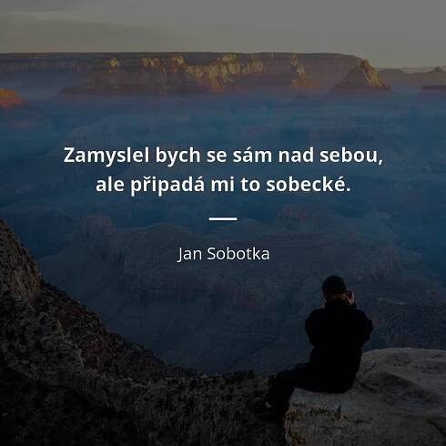 Zamyslel bych se sám nad sebou, ale připadá mi to sobecké.