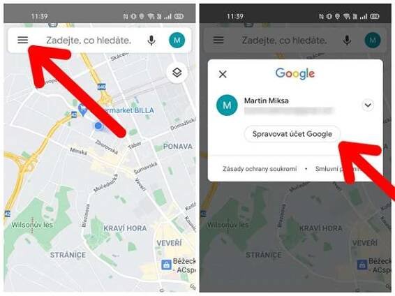 Starší verze Google Map na některých Androidech. mobilmania