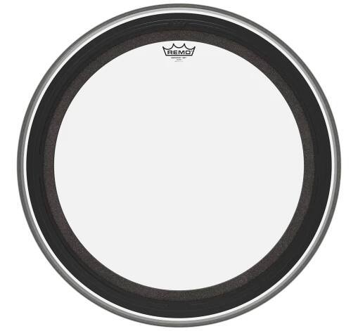 The Emperor® SMT™ Clear bass drumhead is a pre-muffled design featuring Sub Muffl® Technology.