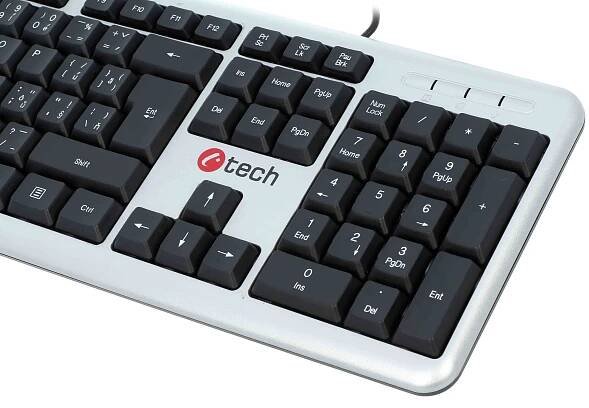C-TECH KB-102 USB slim, stříbrno-černá - CZ/SK