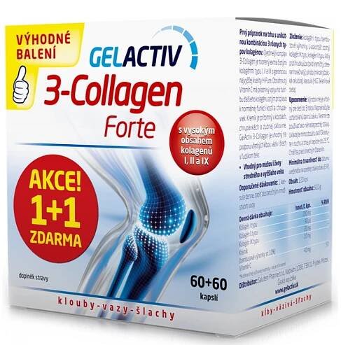 GelActiv 3-Collagen Forte cps.60+60 Zdarma