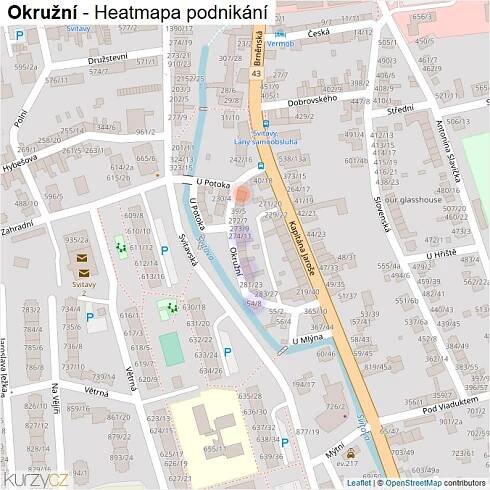 Mapa Okružní - Firmy v ulici.