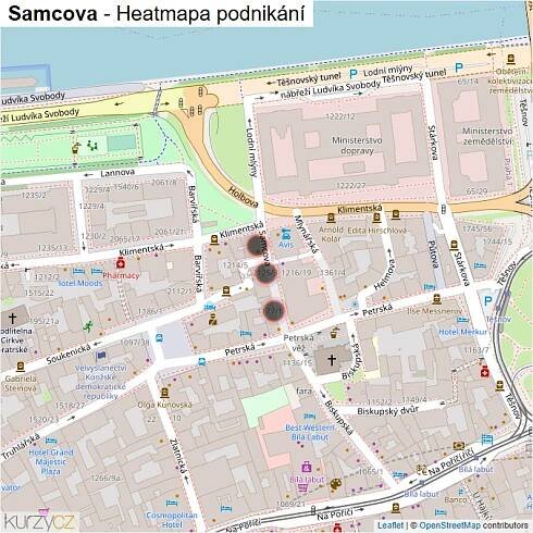 Mapa Samcova - Firmy v ulici.