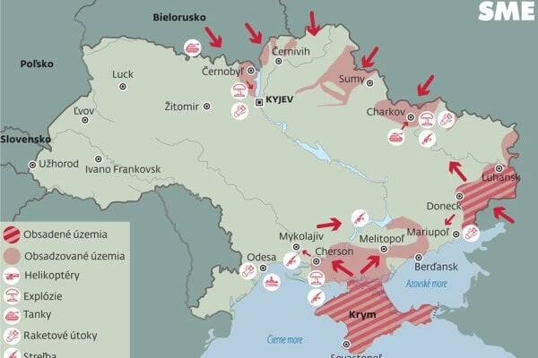 Mapa útokov na Ukrajinu 