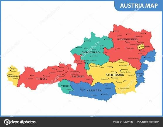 Mapa Rakouska Regiony - Mapa