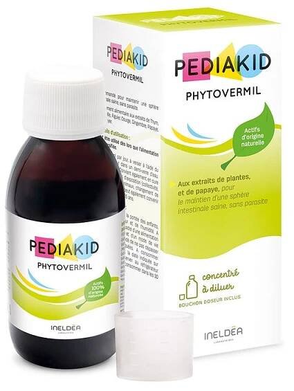 Pediakid Phytovermil – sirup pro děti na střeva a trávení s tymiánem, heřmánkem, zázvorem a vlašským ořechem (příchuť bobulové ovoce), 125 ml>