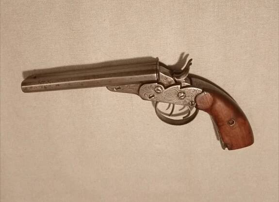 2 hlavňová pistole Rolling Block ráže .44Russian, sběratelské střelné zbraně bez ZP, pistole syst.Remington